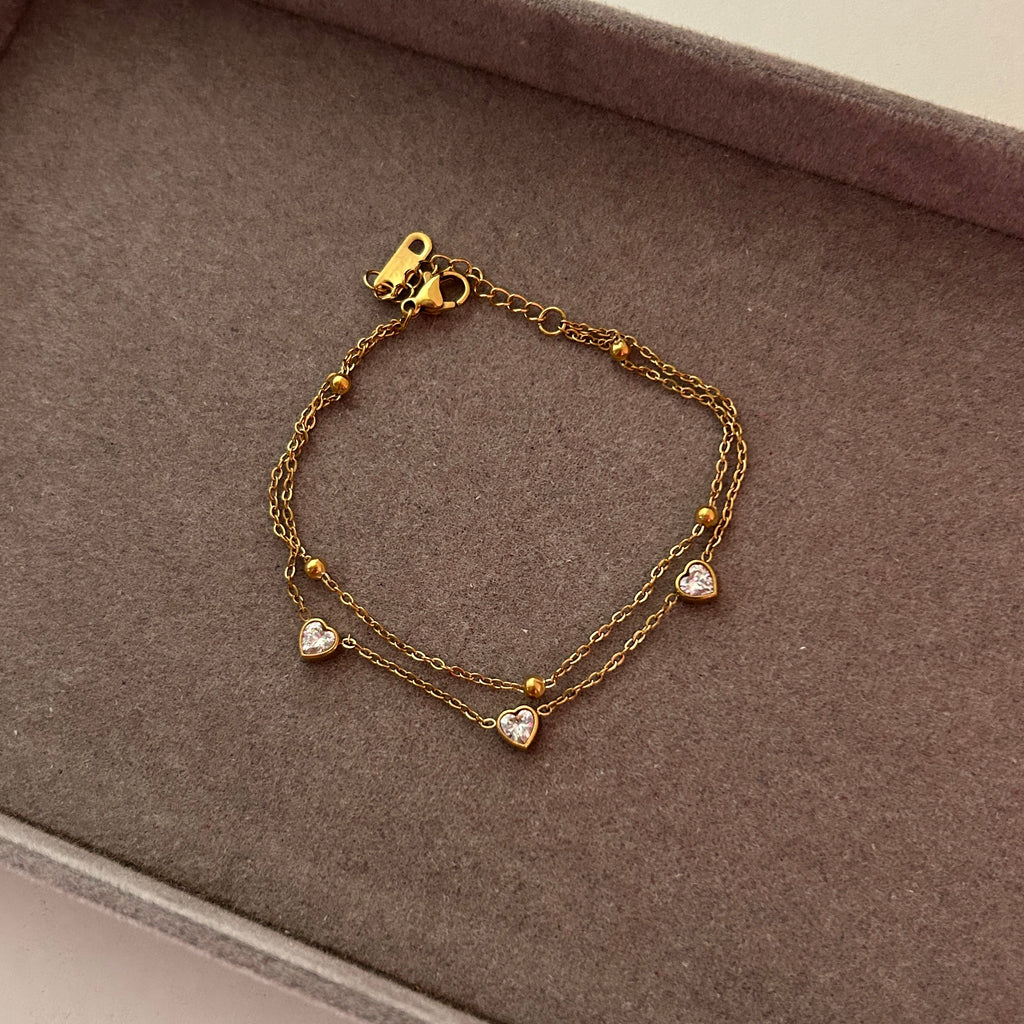 Heart Stack Dainty Bracelet