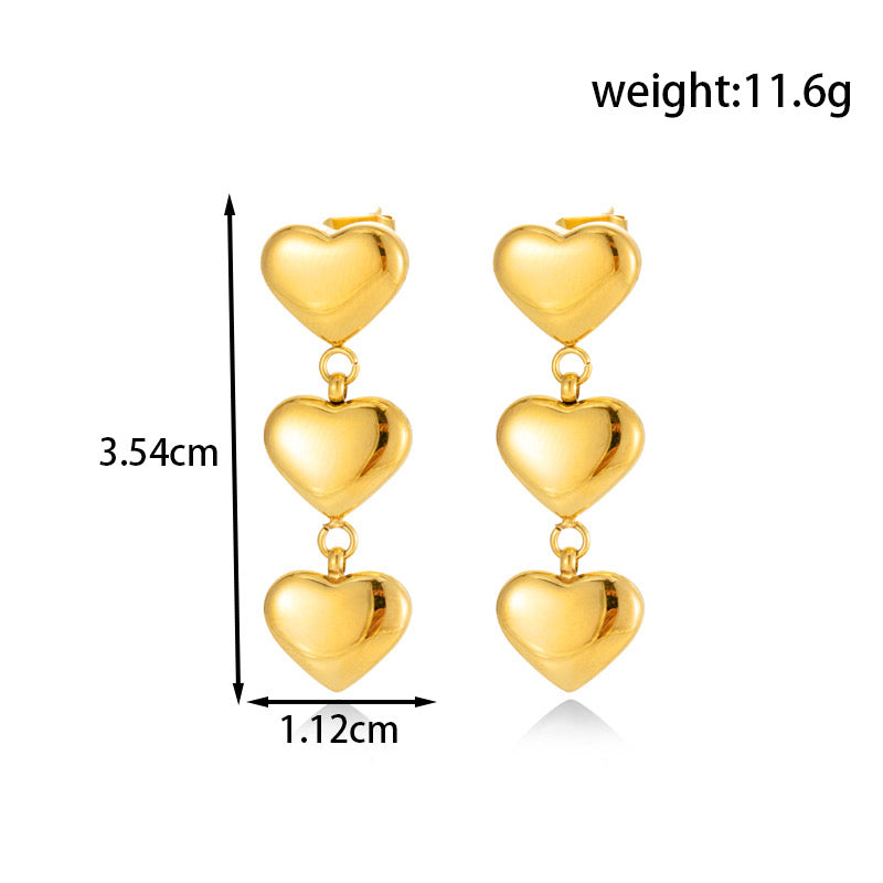 Triple Heart Earrings
