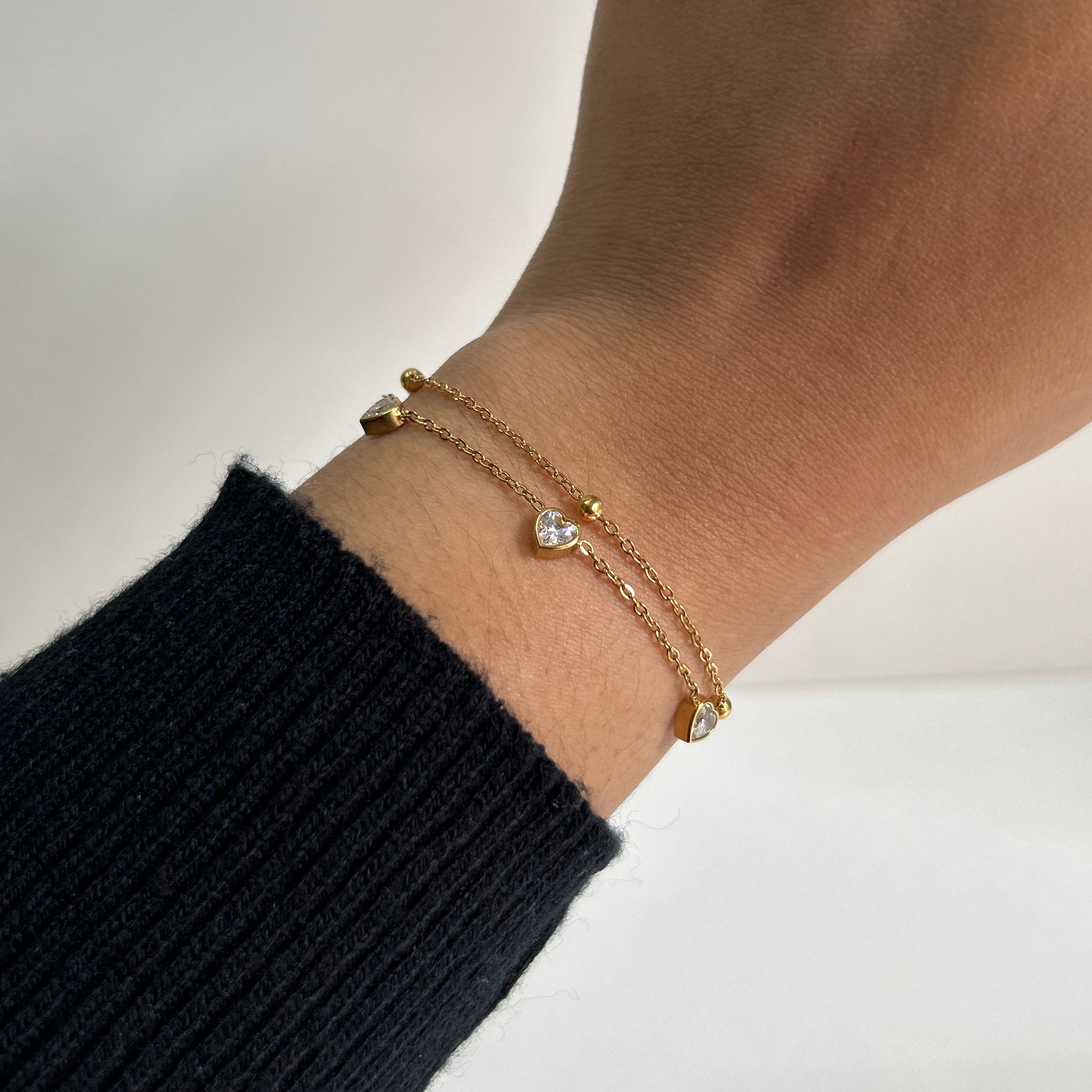 Heart Stack Dainty Bracelet